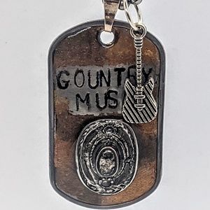 Love Country Music Dog Tag Necklace